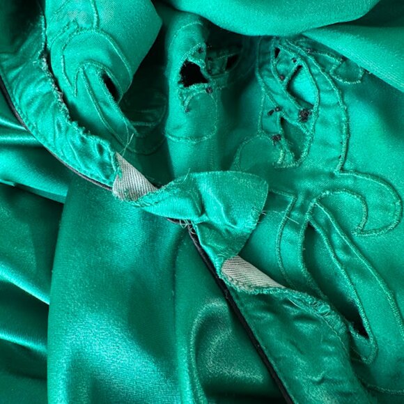 Vintage Victoria's Secret Emerald Green Black Embellished Caftan Night Gown M - Picture 12 of 12